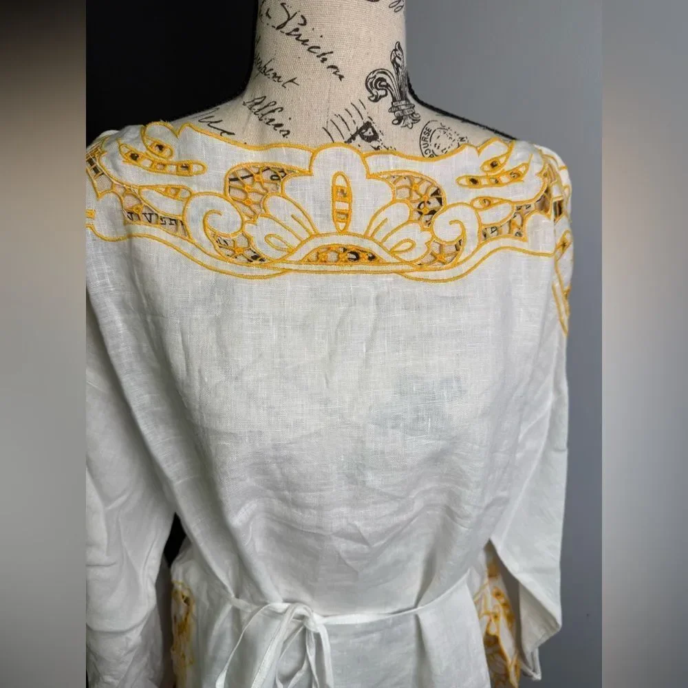 J.Crew Cutwork tunic top in linen NWT Size L